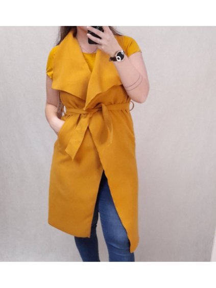 Vesta bez rukávů dlouhá flaušová dámská (M/L ONE SIZE) ITALSKá MóDA IMC22YES/DR