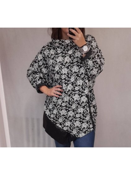 Tunika dlouhý rukáv dámská (L/XL ONE SIZE) ITALSKá MóDA IM4211505/DR (Velikost S/M/L, Barva květovaná)