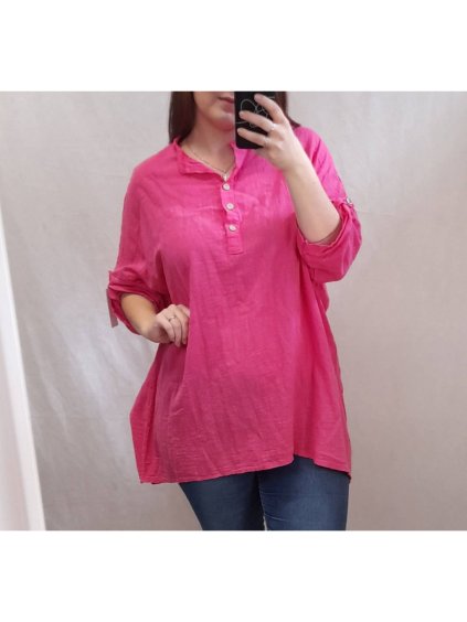 Košile prodloužená/šaty košilové dlouhý rukáv dámská nadrozměr (XL/2XL ONE SIZE) ITALSKá MÓDA IMC22220/DR