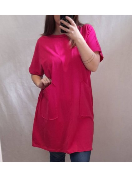 Tunika oversize krátký rukáv dámská nadrozměr (2XL/3XL ONE SIZE) ITALSKÁ MÓDA IMB22028/DR