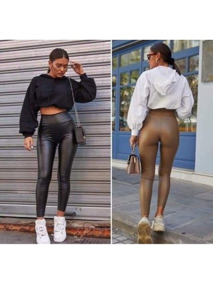 Legíny koženkové dlouhé dámské (S-M-L-XL) ITALSKÁ MÓDA GONDOLA BLUE IMM213210/DR (Velikost S, Barva hnědá)