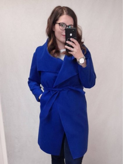 Kabát flaušový tenký dlouhý rukáv dámská (L/XL ONE SIZE) ITALSKÁ MÓDA IM422025/DR (Velikost S/M/L, Barva modrá královská)