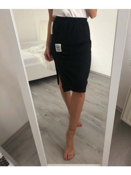 Sukně středně dlouhá tepláková dámská (S/M ONE SIZE) ITALSKÁ MÓDA IMD22135/DR
