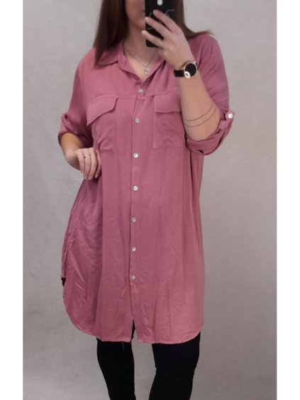 Šaty košilové 3/4 dlouhý rukáv dámské (XL/2XL ONE SIZE) ITALSKÁ MÓDA IM421087/DR (Velikost XL/2XL, Barva červená)