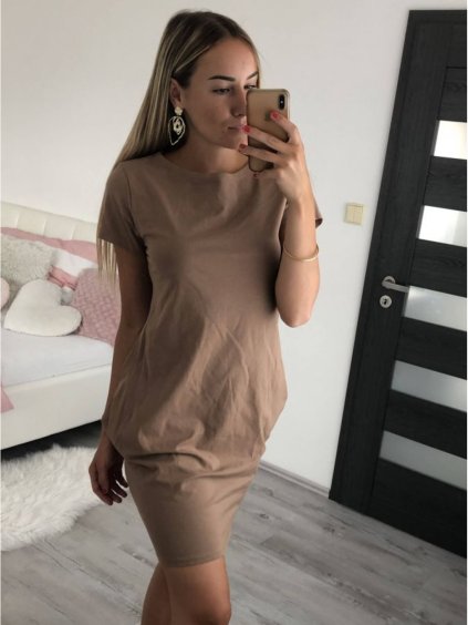 Šaty klasik krátký rukáv s kapsami dámské (UNI M/L) ITALSKÁ MÓDA IMD22CLASIK/DUR