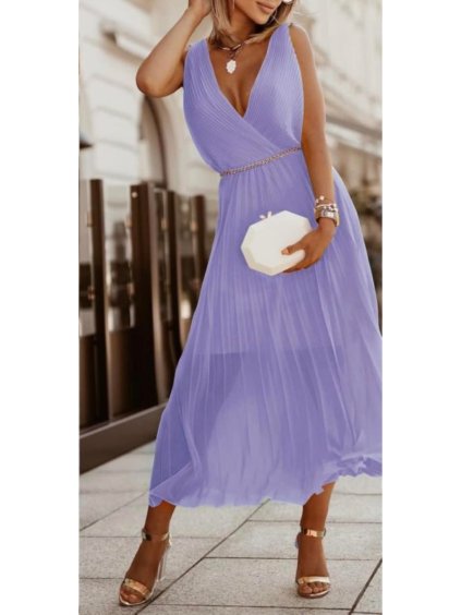 Šaty dlouhé elegantní letní šifonové bez rukávu dámské (S/M ONE SIZE) ITALSKÁ MÓDA IMD22324/DR (Velikost S/M/L, Barva béžová)