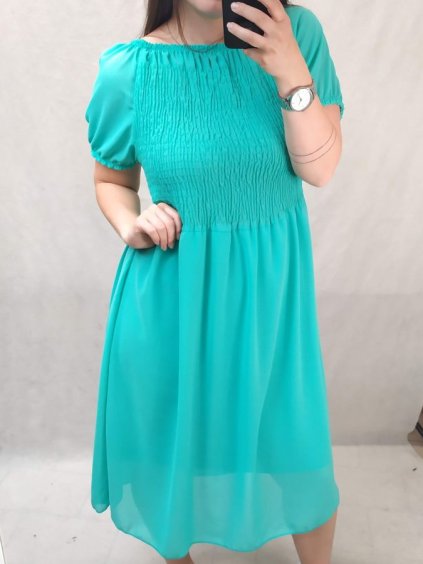 Šaty žabičkované krátký rukáv dámské nadrozměr (XL/2XL ONE SIZE) ITALSKÁ MÓDA IMWQ22030/DR (Velikost XL/2XL, Barva Černá)