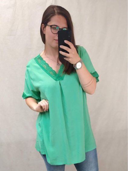 Tunika krátký rukáv dámská nadrozměr  (3XL/4XL ONE SIZE) ITALSKÁ MÓDA IMWQ22034/DR (Velikost 3XL/4XL, Barva bílá)