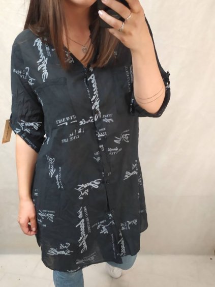 Košile prodloužená 3/4 dlouhý rukáv dámské (L/XL ONE SIZE) ITALSKÁ MÓDA IM422819/DR