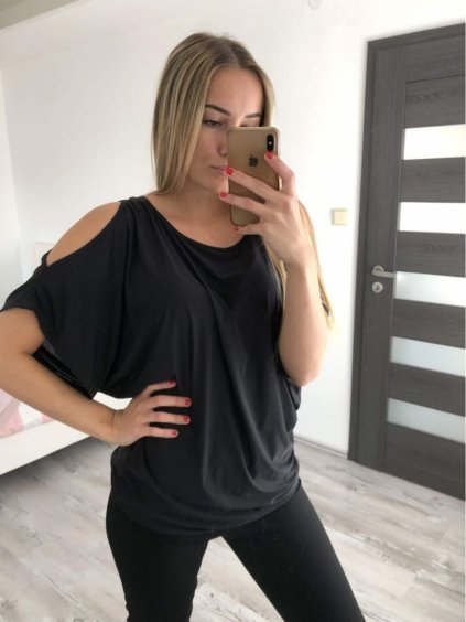 Tunika ovresize icecool krátký rukáv dámská (M/L/XL ONE SIZE) ITALSKÁ MÓDA IMM22576/DR (Velikost M/L, Barva Černá)