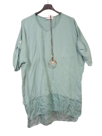 Tunika oversize s přívěskem dlouhý rukáv dámská nadrozměr (XL/2XL ONE SIZE) ITALSKá MóDA IM422537/DR