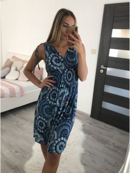 Šaty krátké na ramínka žabičkované dámské (M/L-XL/2XL) POLSKÁ MODA PMWT1122803A (Velikost M/L, Barva hnědá světlá)
