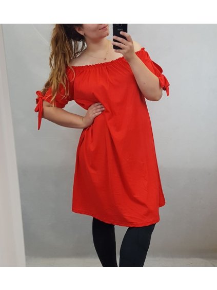 Šaty letní carmen krátký rukáv dámské nadrozměr (XL/2XL ONE SIZEl) ITALSKÁ MÓDA IMD22046/DR