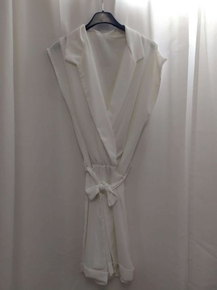Overal letní krátký rukáv dámský (S/M ONE SIZE) ITALSKÁ MÓDA IMWB222484 (Velikost S/M/L, Barva bílá)