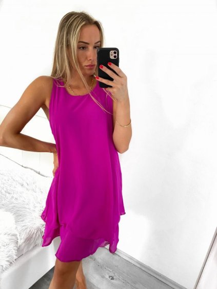 Šaty šifonové bez rukávů dámské (S/M/L ONE SIZE) ITALSKá MóDA IM322103/DR
