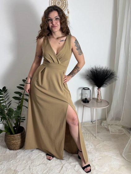 Šaty elegantní společenské dlouhé na ramínka dámské Patricie (XS/S/M/L ONE SIZE) ITALSKÁ MÓDA IM322045/DR