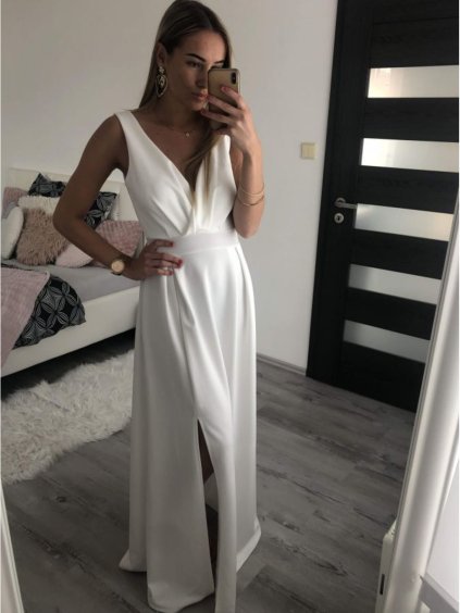 Šaty elegantní společenské dlouhé na ramínka dámské Patricie (XS/S/M/L ONE SIZE) ITALSKÁ MÓDA IM322045/DR (Velikost M/L, Barva červená)