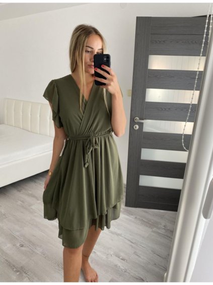 Šaty letní šifonové krátký rukáv dámské (S/M/L ONE SIZE) ITALSKÁ MÓDA IMWG221825
