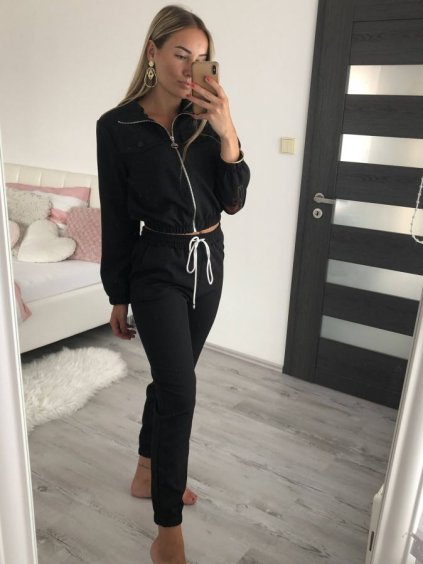 Souprava mikina dlouhý rukáv a tepláky dlouhé dámská (S/M ONE SIZE) ITALSKÁ MÓDA IMM21341/DR