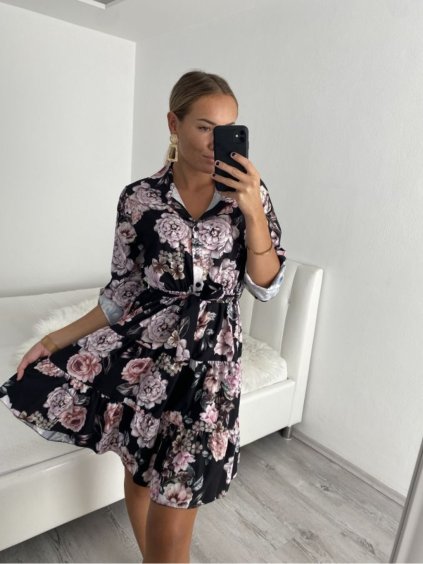 Šaty košilové dlouhý rukáv dámské (S/M/L ONE SIZE) ITALSKÁ MÓDA IM622105 (Velikost S/M/L, Barva bílá)