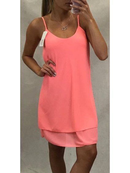 Šaty letní šifonové na ramínka dámské (S/M ONE SIZE) ITALSKÁ MÓDA IMD21345/DR