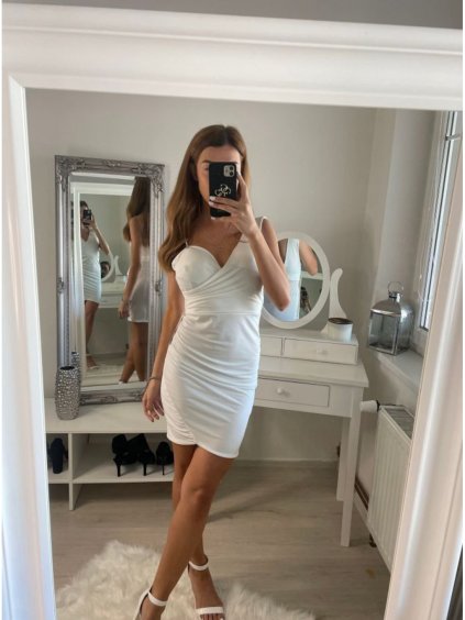 Šaty elegantní společenské na ramínka dámské (S/M ONE SIZE) ITALSKÁ MÓDA IMM22LS23900