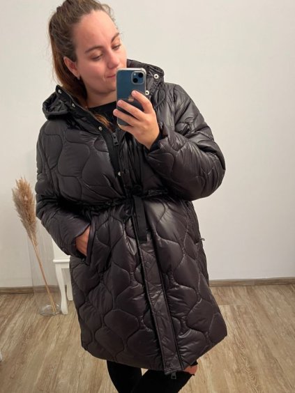 Bunda s kapucí nadrozměr (54-62) LIBLAND LIB22LD-7738 černá (Velikost 54, Barva Černá)
