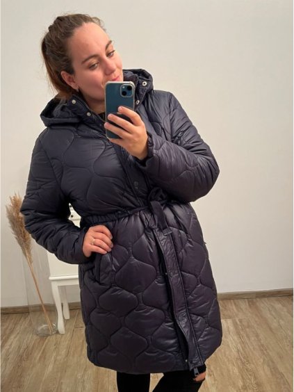 Bunda s kapucí nadrozměr (54-62) LIBLAND LIB22LD-7738 tmavě modrá (Velikost 54, Barva tmavě modrá)