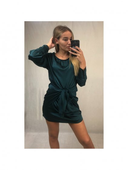 Šaty elegantní mini dlouhý rukáv  dámské (UNI S/M) ITALSKÁ MODA IMM22928/DR