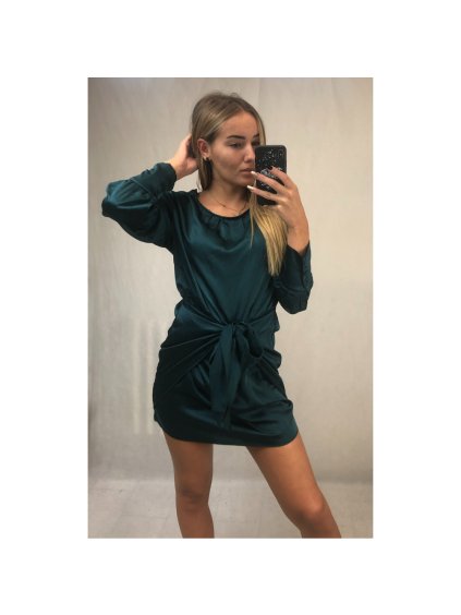Šaty elegantní mini dlouhý rukáv dámské (UNI S/M) ITALSKÁ MODA IMM22928/DR