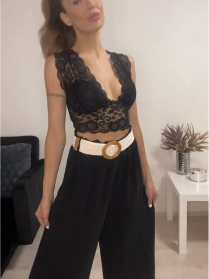 Top/tílko krajkový bez rukávu dámské (S/M ONE SIZE) ITALSKÁ MÓDA IMPBB221148sl/DR