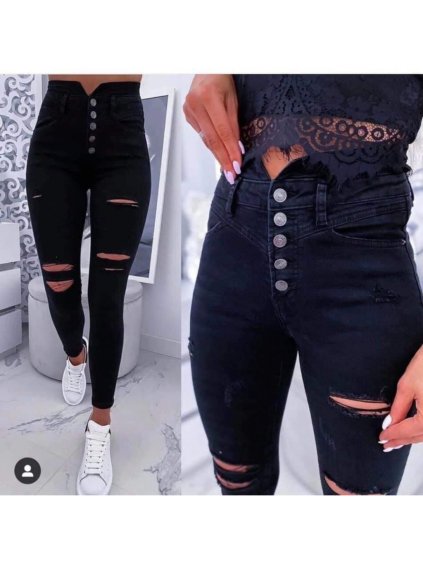 Rifle jeans dlouhé dámské (XS-XL) Moongirl MA521LA8169A/DR (Velikost 27, Barva Černá)
