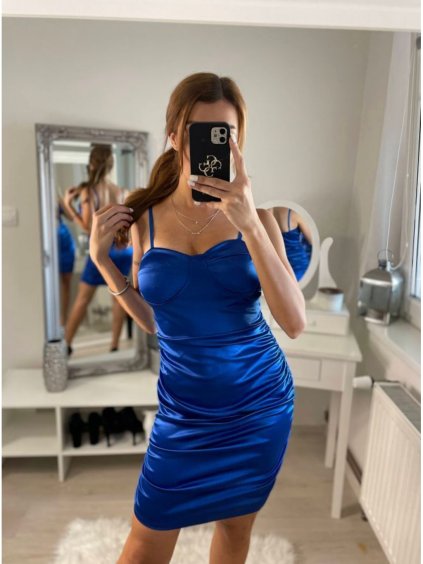 Šaty saténové na ramínka dámské (S/M ONE SIZE) ITALSKá MóDA IMM22FS52585 (Velikost S/M/L, Barva béžová)