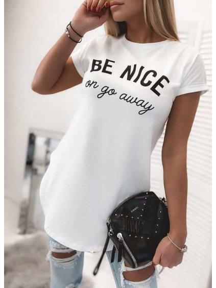 Tričko tunika prodloužená krátký rukáv dámská Be Nice (uni s/l) ITALSKá MóDA IMD2152053/DR