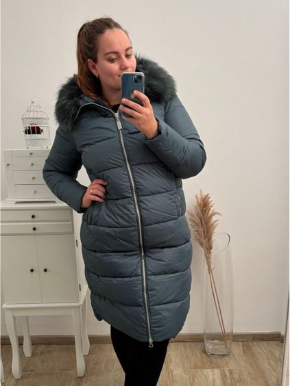 Kabát zimní dámský nadrozměr (3XL-7XL) LIBLAND LIB22LD-7688B tmavě zelená (Velikost 3XL, Barva tyrkysová)