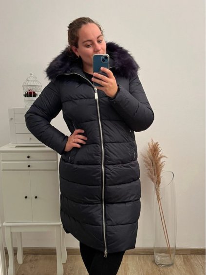 Kabát zimní dámský nadrozměr (3XL-7XL) LIBLAND LIB22LD-7688B tmavě modrá (Velikost 3XL, Barva tmavě modrá)