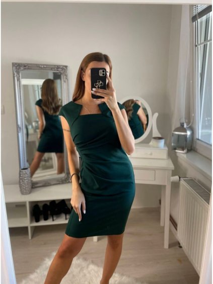 Šaty pouzdrové společenské elegantní bez rukávů dámské Carol (S-XL) ITALSKÁ MÓDA IMM22Q51239-1/DUR (Velikost S, Barva zelená smaragdová)