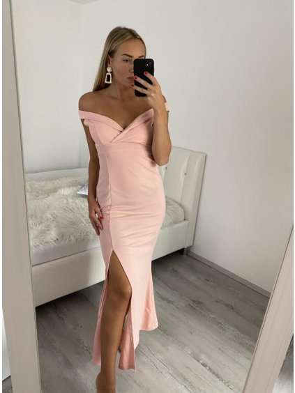 Šaty dlouhé elegantní společenské carmen dámské (S/M ONE SIZE) ITALSKÁ MÓDA IMM22325 (Velikost S/M/L, Barva bílá)