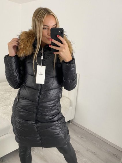 Kabát zimní dámský (S-2XL) POLSKÁ MÓDA PMWB22LU-2205/DR (Velikost S, Barva Černá)