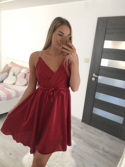 Šaty na ramínka letní saténové dámské (S/M ONE SIZE) ITALSKÁ MÓDA IMM22Q52389/DR (Velikost S/M/L, Barva béžová)