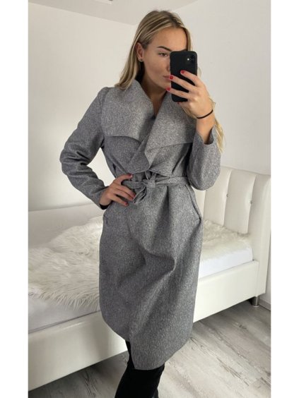 Kabát flaušový dlouhý dámský (S/M/L ONE SIZE) ITALSKÁ MÓDA IMM22SL5079A (Velikost S/M/L, Barva růžová světlá)