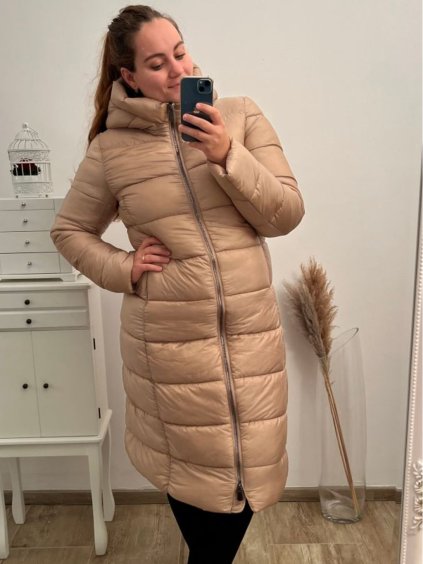 Bunda/kabát dlouhý rukáv dámský (S-2XL) ITALSKÁ MÓDA IMT22021 béžová
