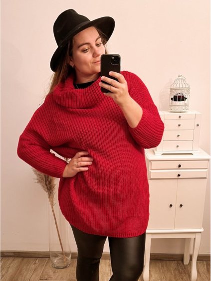 Svetr dlouhý rukáv dámské (XL/2XL/3XL ONE SIZE) ITALSKá MóDA IM422VERO/DR (Velikost 2XL/3XL, Barva Černá)