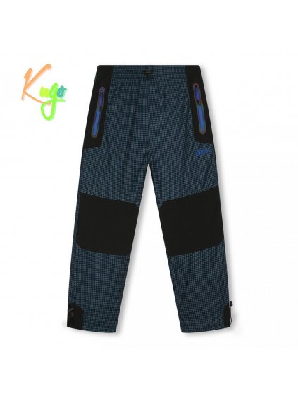 Chlapecké zateplené outdoorové kalhoty KUGO C7775, petrolejová-královsky modré zipy