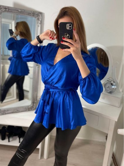Halenka saténová dlouhý rukáv dámská (S/M ONE SIZE) ITALSKÁ MÓDA IMPBR22H2697-R1/DR