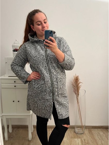 Kabát beránkový na zip s kapucí dlouhý rukáv dámský (XL/2XL ONE SIZE) ITALSKÁ MÓDA IMD22898