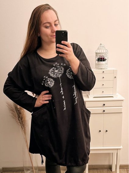 Šaty flaušové dlouhý rukáv dámské nadrozměr (2XL/3XL/4XL ONE SIZE) ITALSKá MóDA IM422RAVENA/DR