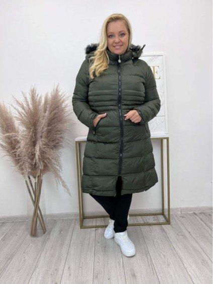 Kabát s kapucí dlouhý rukáv dámský nadrozměr (50-52, 54-56) TURECKá MóDA TMLBL223563