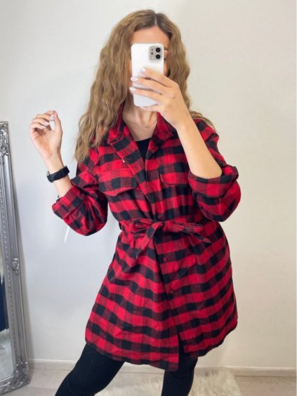 Šaty elegantní košilové 3/4 dlouhý rukáv dámské kostkované (S/M ONE SIZE) ITALSKÁ MÓDA IMM201129/DR (Velikost S/M/L, Barva bílá)