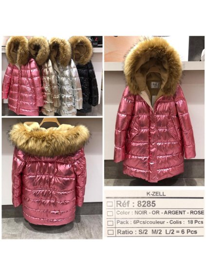 Kabát bunda zimní s kapucí kožíšek dámská (s-m-l) KZELL MODA KZE208285 silver/DR
